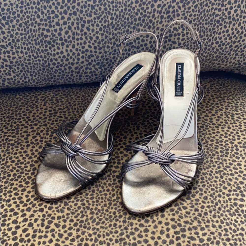Silver Slingback leather Designer Sandal